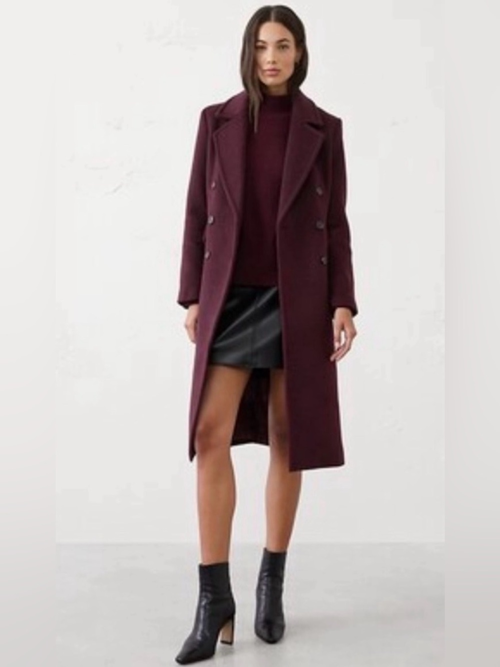 Banana Republic NWT Burgundy Wool Blend Topcoat Peacoat Size XXL